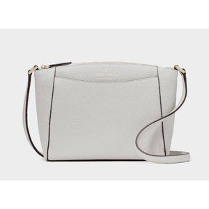 New Kate Spade Monica Pebbled Leather Crossbody Quill Grey